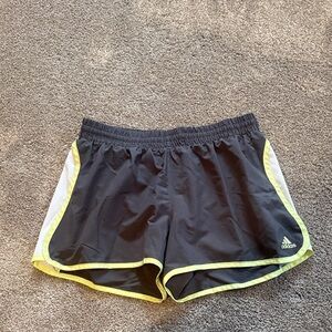 adidas Black Athletic Shorts with Yellow Trim
